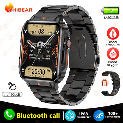 New 1.95 Outdoor Military Smart Watch Men Baluetooth Call Smartwatch For Android IOS IP68 Waterproof Sports Fitness Watches 2024