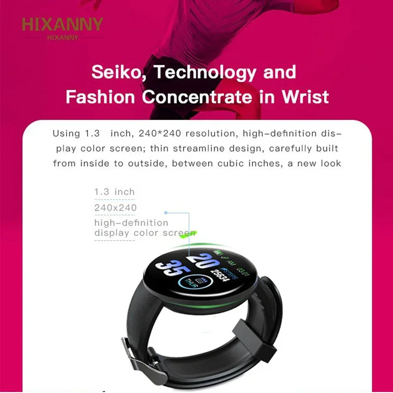 D18 Smart Watch Heart Rate Monitor Men's Women's Smartwatch Round Fitness Digital Watches for Men Women Band Bracelet PK D20 Y68