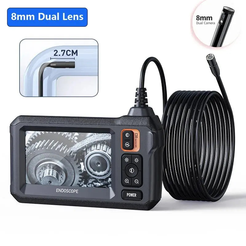 1080P Dual & Single Lens Endoscope Camera – 4.3" IPS Screen, Waterproof, Borescope for Car & Pipe Inspection