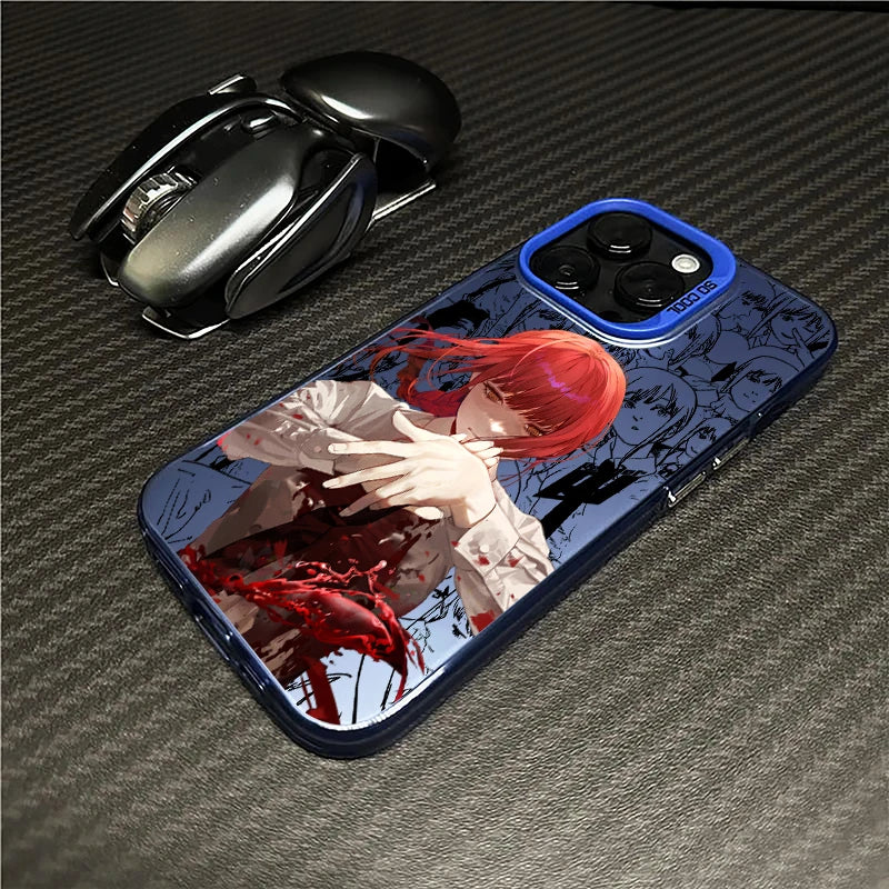 Chainsaw Man Pochita Power For iPhone 15 14 13 12 11 Pro Max XS Max X XR 7 8 Plus 6S Fashion Colorful Silver Phone Case