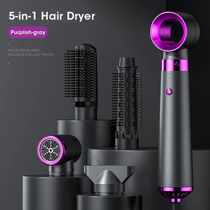 2025 Electric Hair Dryer 5in1 Multifunctional Hair Straightener Negative Ion Hair Care Curler Blow Dryer Styling Set Strong Wind