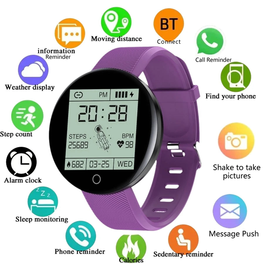 D18 Smart Watch Sport Monitor Calorie Message Remind Fitness Tracker Heart Men Smartwatch Women Digital Watches Weather Running