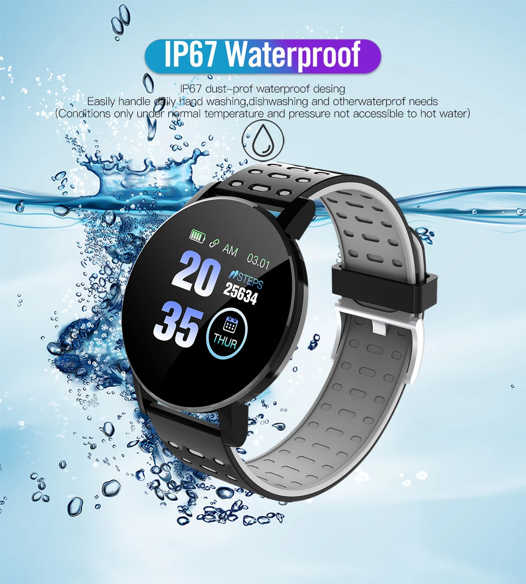 Smart Fitness Watch with Bluetooth | Blood Pressure & Sports Tracker for Android & iOS