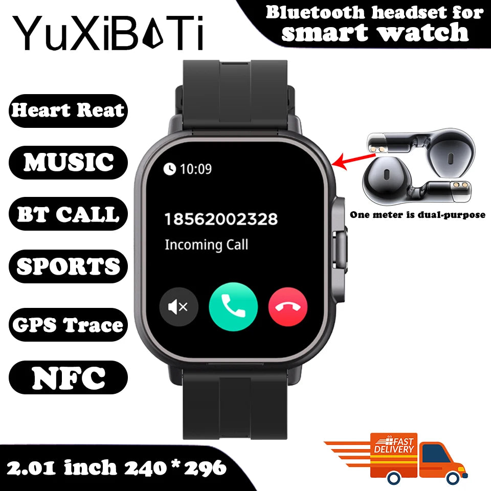 2-in-1 Smartwatch with Wireless Earbuds | Bluetooth Call, GPS, Heart Rate Monitor & Music Player