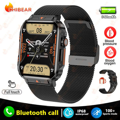 New 1.95 Outdoor Military Smart Watch Men Baluetooth Call Smartwatch For Android IOS IP68 Waterproof Sports Fitness Watches 2024