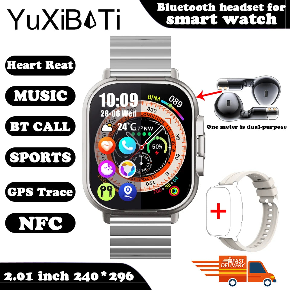 2-in-1 Smartwatch with Wireless Earbuds | Bluetooth Call, GPS, Heart Rate Monitor & Music Player