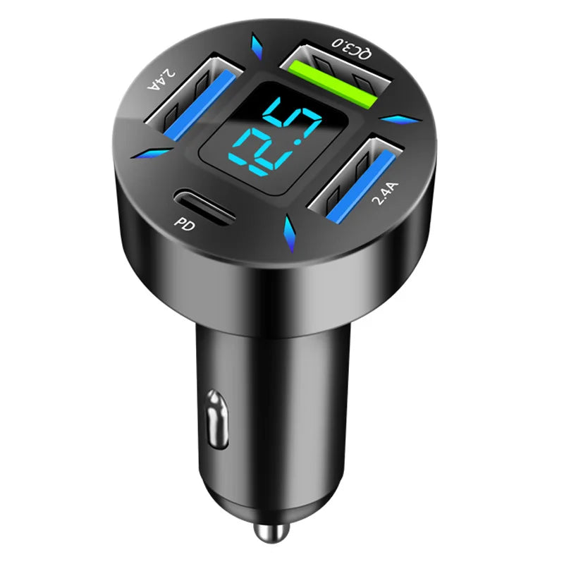 🔥 4-in-1 Retractable Fast Car Charger | USB PD & QC Adapter for iPhone