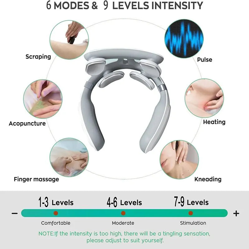 Neck Massage Machine 4 Head And Neck Protection Heating Machines Breathing Light Vibration Hot Compress Cervical Spine Machine