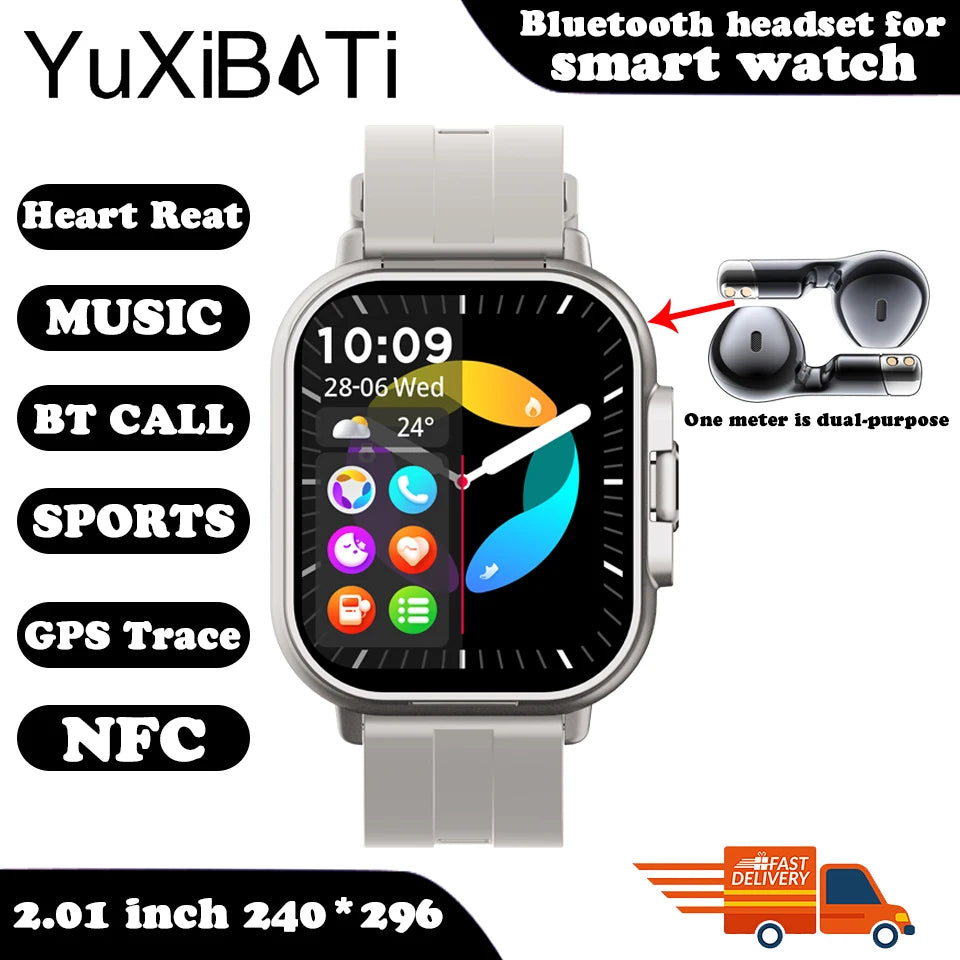 2-in-1 Smartwatch with Wireless Earbuds | Bluetooth Call, GPS, Heart Rate Monitor & Music Player