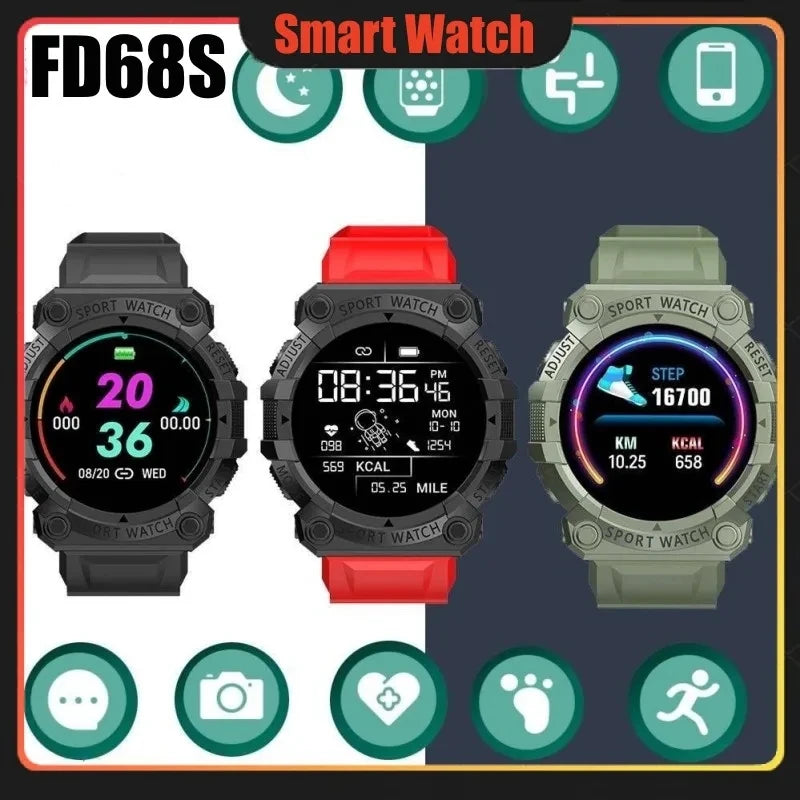 Men’s Smartwatch - Bluetooth Fitness Tracker, IP68 Waterproof, Touchscreen Sports Band