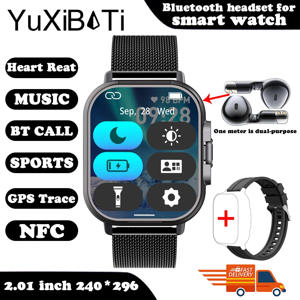 2-in-1 Smartwatch with Wireless Earbuds | Bluetooth Call, GPS, Heart Rate Monitor & Music Player