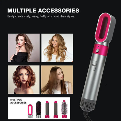 5 IN 1 Hair Dryer Brush Hot Comb Air Volumizer Curler Straightener Curg Style