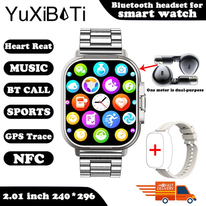 2-in-1 Smartwatch with Wireless Earbuds | Bluetooth Call, GPS, Heart Rate Monitor & Music Player