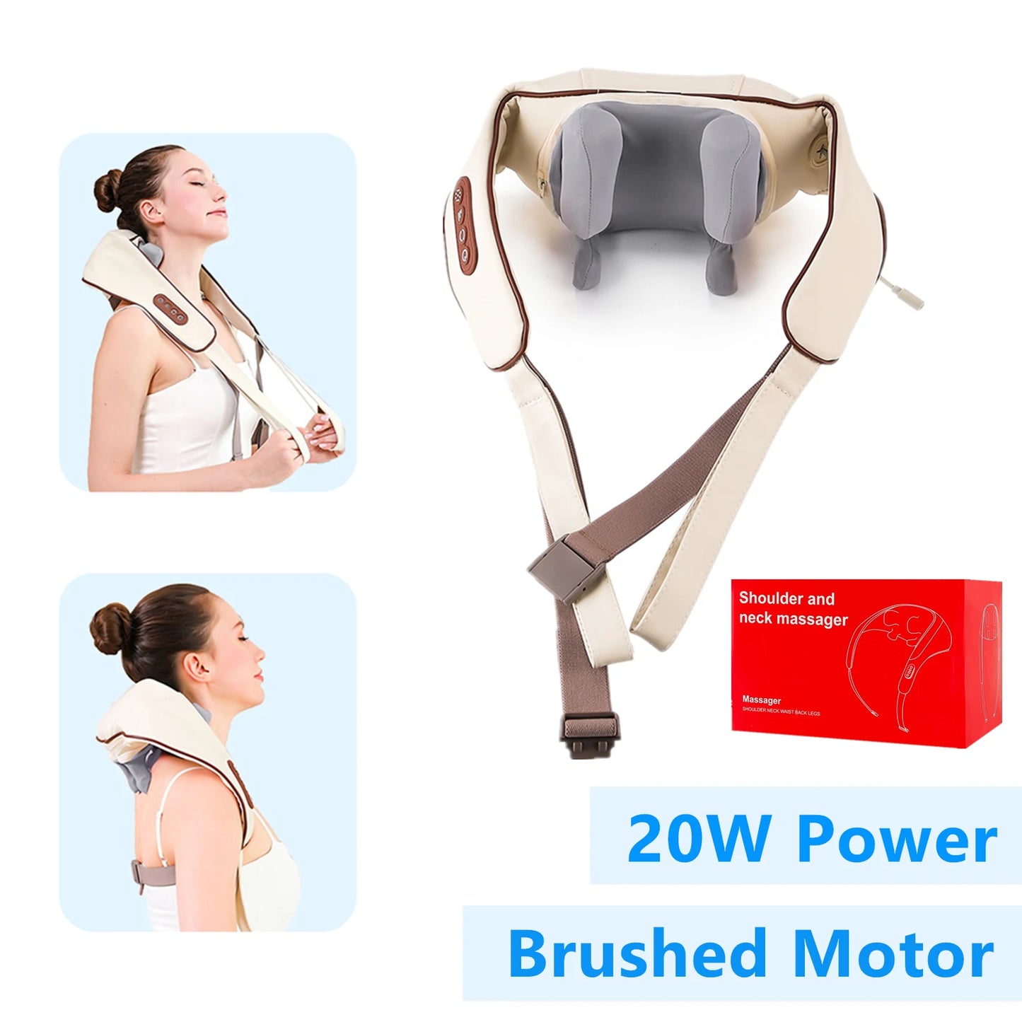 26W Wireless Neck & Shoulder Massager – Deep Tissue Kneading for Back & Shoulders