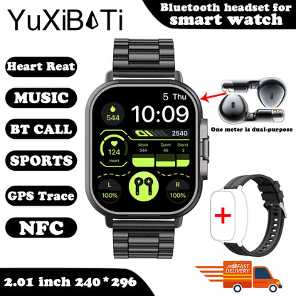 2-in-1 Smartwatch with Wireless Earbuds | Bluetooth Call, GPS, Heart Rate Monitor & Music Player