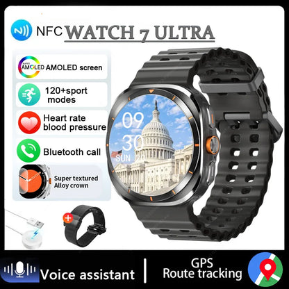 For Samsung Galaxy Watch 7 Ultra GPS Compass NFC Smart Watch Outdoor Sports Man AMOLED BT Call IP68 Galaxy 6 Upgraded Smartwatch