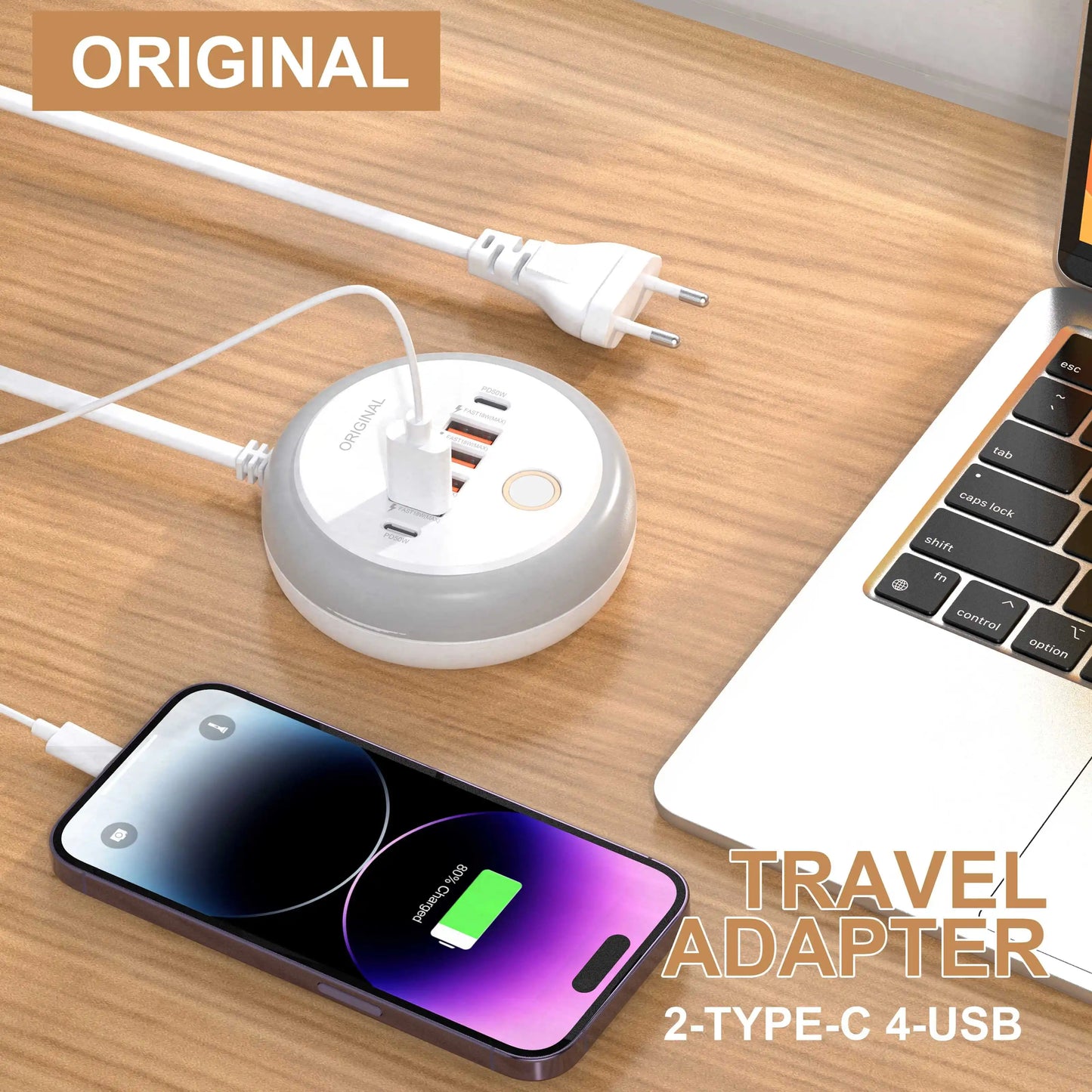 50W USB PD Charger 6 Ports Fast Charging Travel Charger For iPhone Samsung Xiaomi Phone Adapter Quick Charge3.0 Charging Station