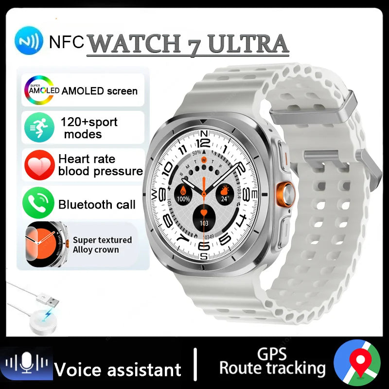 For Samsung Galaxy Watch 7 Ultra GPS Compass NFC Smart Watch Outdoor Sports Man AMOLED BT Call IP68 Galaxy 6 Upgraded Smartwatch