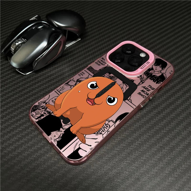 Chainsaw Man Pochita Power For iPhone 15 14 13 12 11 Pro Max XS Max X XR 7 8 Plus 6S Fashion Colorful Silver Phone Case