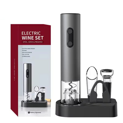 2024 New Smart Kitchen Accessories 4in1 Electric Wine Opener Gift Set with Wine Stopper,Wine Pourer,Storage Base