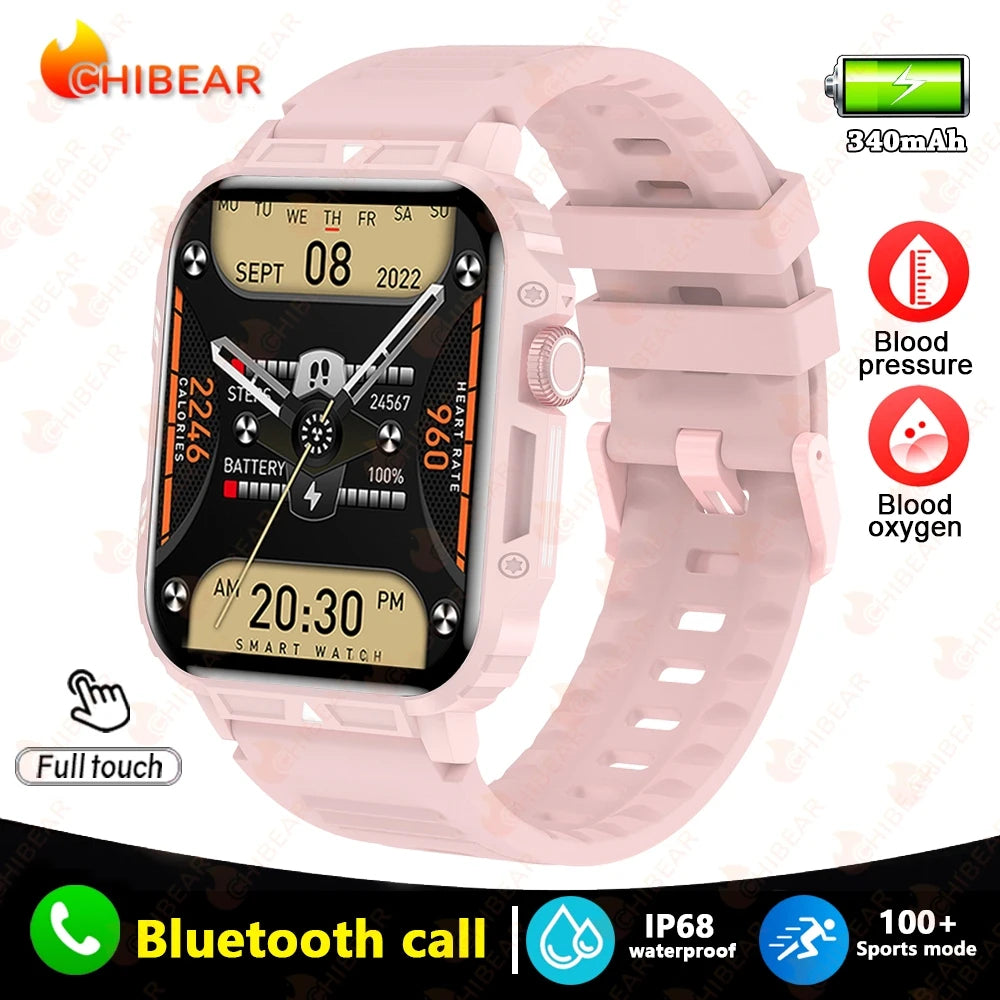 New 1.95 Outdoor Military Smart Watch Men Baluetooth Call Smartwatch For Android IOS IP68 Waterproof Sports Fitness Watches 2024