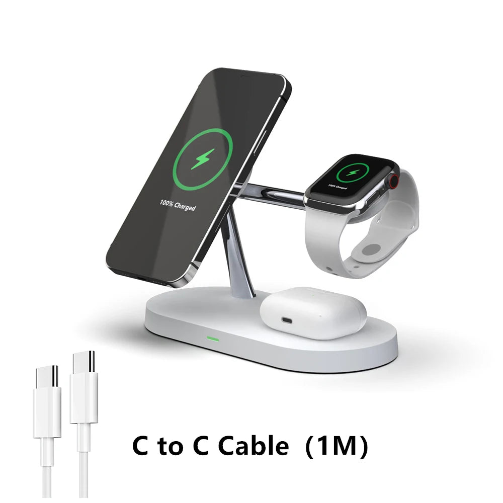 3 in 1 Wireless Charger Stand For iPhone 12 13 14 15 16 Fast Charging Station for Apple Watch 10 9 8 7 6 5 4 Airpods 2 3 Pro