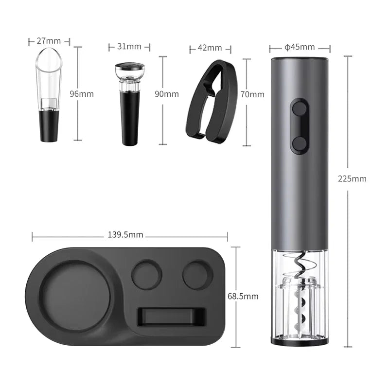 4-in-1 Electric Wine Opener Gift Set | Easy Wine Opening & Pouring