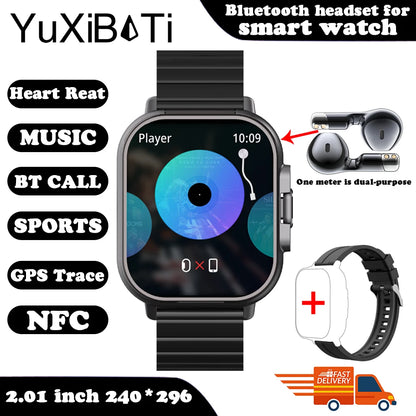 2-in-1 Smartwatch with Wireless Earbuds | Bluetooth Call, GPS, Heart Rate Monitor & Music Player