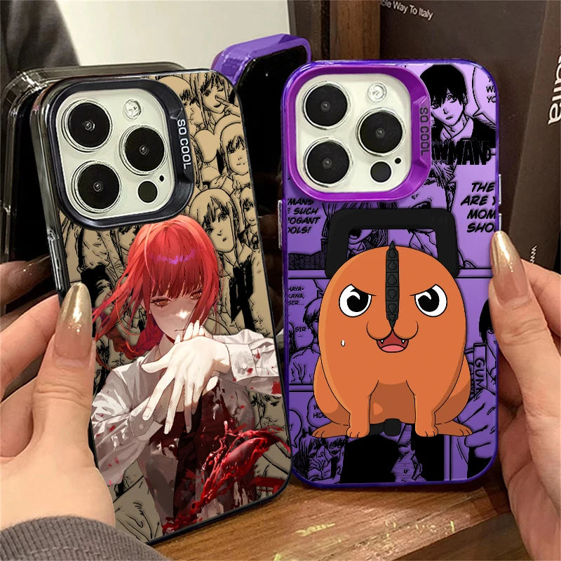 Chainsaw Man Pochita Power For iPhone 15 14 13 12 11 Pro Max XS Max X XR 7 8 Plus 6S Fashion Colorful Silver Phone Case