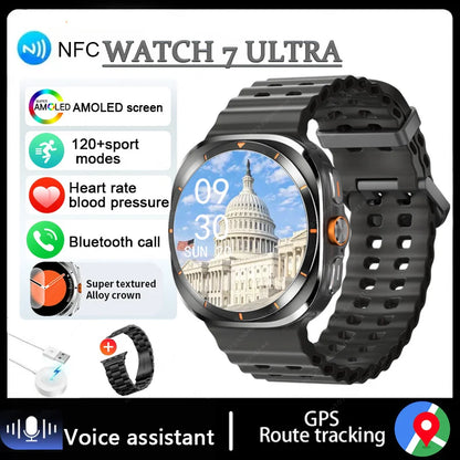 For Samsung Galaxy Watch 7 Ultra GPS Compass NFC Smart Watch Outdoor Sports Man AMOLED BT Call IP68 Galaxy 6 Upgraded Smartwatch