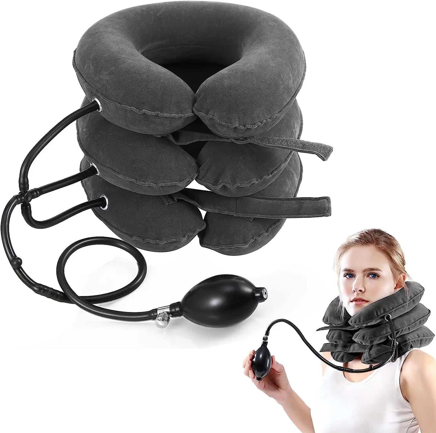 Cervical Neck Traction Device Relief for Chronic Neck & Shoulder Alignment Pain  Inflatable Neck Stretcher Collar