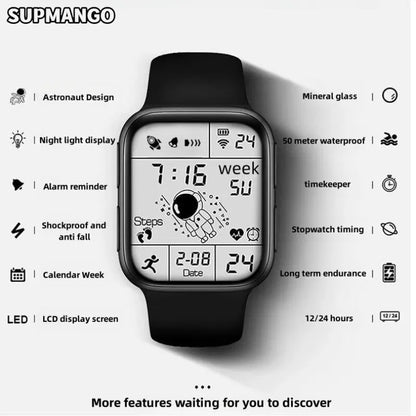 Astronaut Square Watch Male and Female Students Cool Black Technology Intelligent Running Children's Electronic Watch