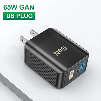 USLION 65W GaN UK EU US Plug Fast Charger USB C Charger Laptop PD QC 3.0 Type C Charger Fast Charging Travel For iphone Xiaomi