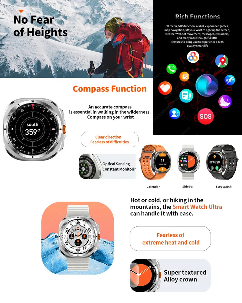 Smartwatch – GPS, Compass, NFC, AMOLED, BT Call, IP68