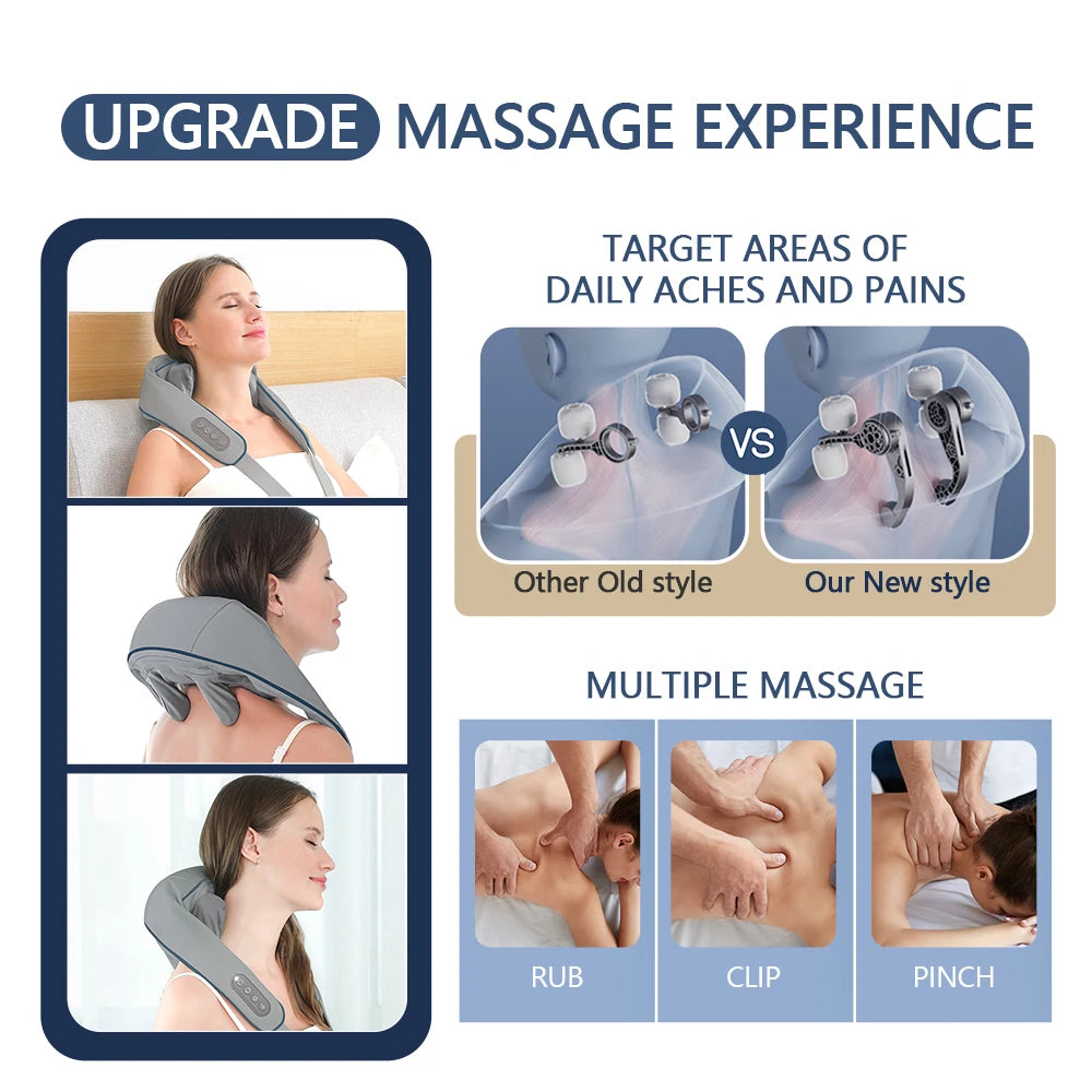 26W Wireless Neck & Shoulder Massager – Deep Tissue Kneading for Back & Shoulders