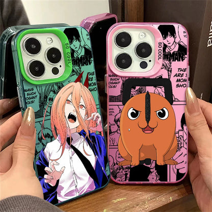 Chainsaw Man Pochita Power For iPhone 15 14 13 12 11 Pro Max XS Max X XR 7 8 Plus 6S Fashion Colorful Silver Phone Case