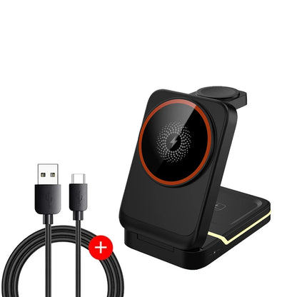 3in1 magnetic Wireless Charging Station for iPhone 16 15 14 13 12 Pro/Max,Apple Watch 8, AirPods 3/2 Foldable Phone charge Hold