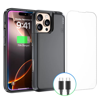 NEWDERY 5000mAh Battery Case for iPhone 16 Pro Portable Rechargeable Charger Wireless Charging Case Power Bank Battery Pack