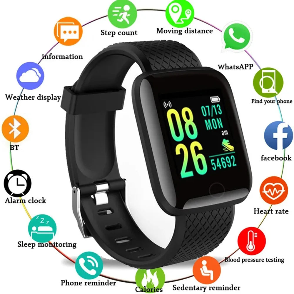 Smart Fitness Watch with Full Touch Screen & Bluetooth 5.0 – No Charger Needed