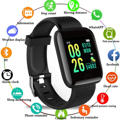 Smart Fitness Watch with Full Touch Screen & Bluetooth 5.0 – No Charger Needed