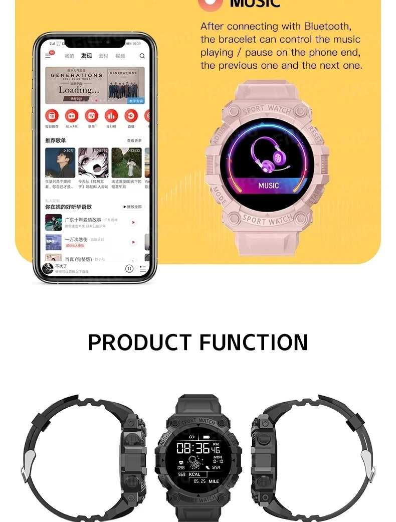 Men’s Smartwatch - Bluetooth Fitness Tracker, IP68 Waterproof, Touchscreen Sports Band