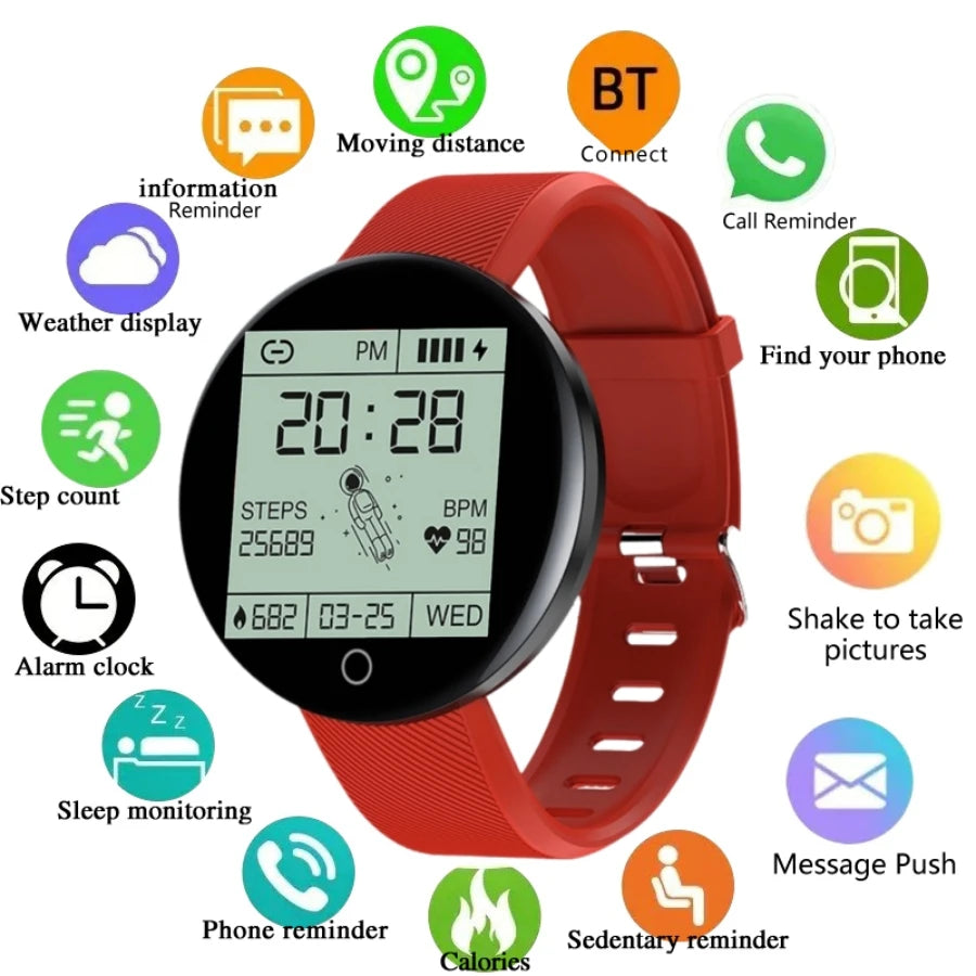 D18 Smart Watch Sport Monitor Calorie Message Remind Fitness Tracker Heart Men Smartwatch Women Digital Watches Weather Running