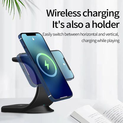 2024 3 in 1 Magnetic Wireless Charger for Smart Phone 5-15W Wireless Charging Station for Watch/Earphones Phone Holder/Bracket