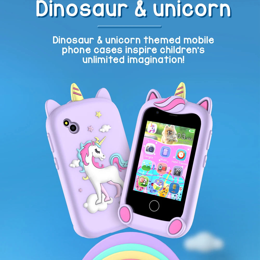 Kids Smart Phone Camera Toys Touchscreen Unicorn Baby Mobile MP3 Player Digital Camera Educational Toys for Girls Boys Age 3-8