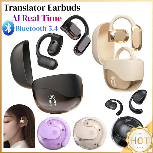 AI Translator Earbuds – Real-Time Two-Way Smart Voice Translator for Travel & Business